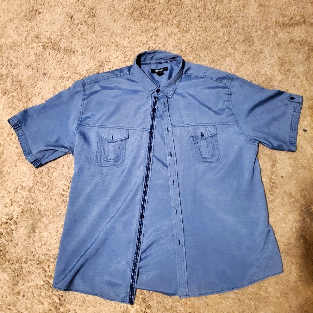 MEN 2X BUTTON DOWN CASUAL SHIRT DARK BLUE